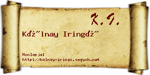 Kálnay Iringó névjegykártya